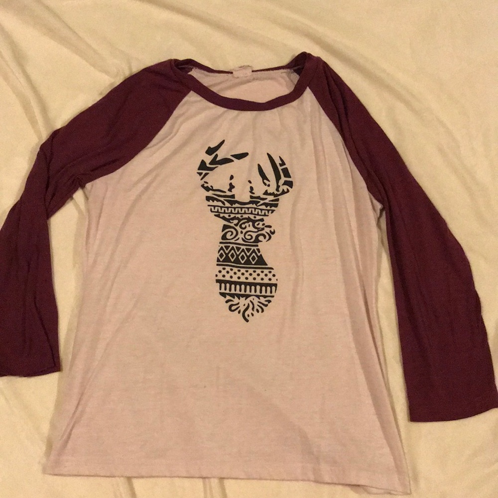 burgundy  and tan everyday shirt
